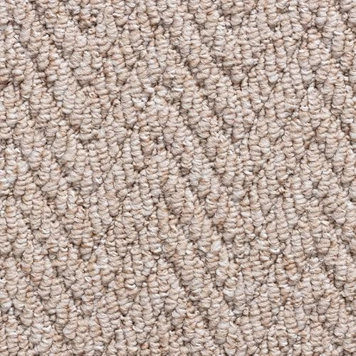 Tuda Carpets | Havana Herringbone 6mm Pile Budget Carpet with Felt Backing, 8.4mm Total Height | Dark Beige (5114) - Sample