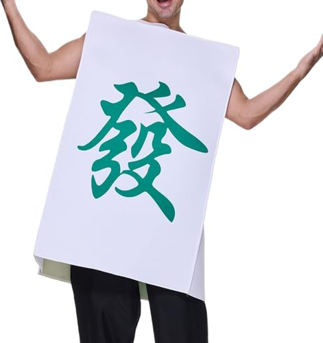 Déguisement Halloween | Tenue Mahjong Chinois | Costume Amusant Blague pour Femmes Hommes | Fêtes Déguisées Soirée Cosplay Événement Spectacle