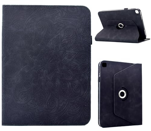 TEDTIKJT Hülle für Tablet Samsung Galaxy Tab A7 10.4 2020 T505 T500 Drehbar Hülle PU Leder Flip Cover Schutzhülle 360°Drehbar Multi-Winkel Ständer Blumen Druck Tablet Cover Galaxy Tab A7,Schwarz