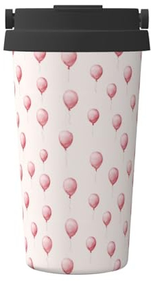 Isolierbecher aus Edelstahl, mit Luftballons, für heißes und kaltes Wasser, Pink