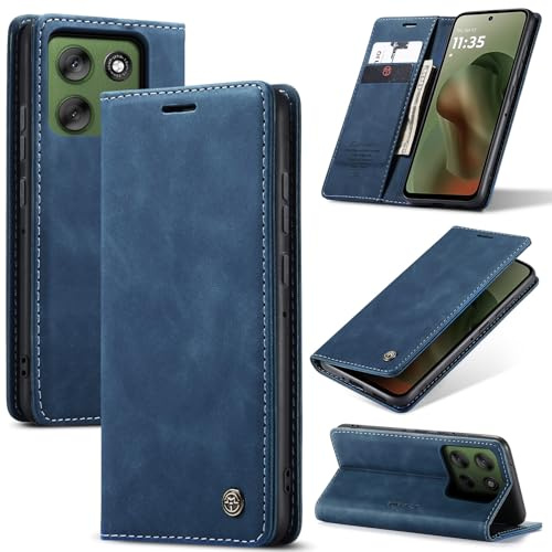 Azororo Case for Motorola Moto G56 5G Premium Leather Phone Cover, Magnetic Stand Flip Case, with Wallet Card Slot Cover for Motorola G56 -Blue