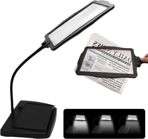 3X Lupe Mit Licht Und Ständer, Leselupe Mit Licht Für Senioren Groß, Leselupe Für Senioren Groß, 48 Led Weißes Licht, USB 360° Flexible Schwanenhals Lupenleuchte Zum Lesen, Reparieren, Nähen, Ältere