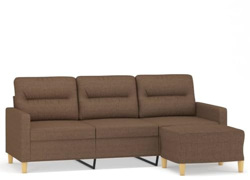 Mhdvray 3-Sitzer-Sofa 198 cm mit Hocker Leder-Look Kunstleder Modernes Design Robust und Langlebig für Wohnzimmer Jugendzimmer kleine Räume