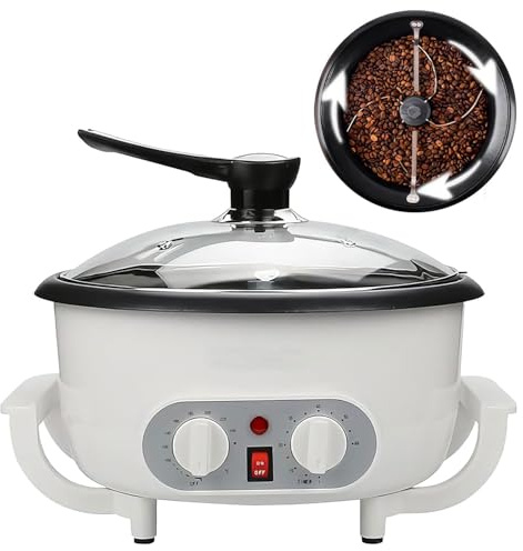 Tostador de café eléctrico, temperatura ajustable de 0 a 240 ℃, capacidad de 750 g, automático con temporizador de 60 minutos, revestimiento antiadherente para granos de café y frutos secos
