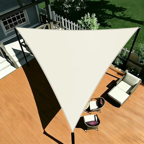 Shade&Beyond Sonnensegel Wasserdicht 1.5x1.5x2m Dreieckig Maßgefertigtes PES Segeltuch Sonnenschutz mit Seilen fur Balkon, Garten,Terrassenüberdachung, Creme