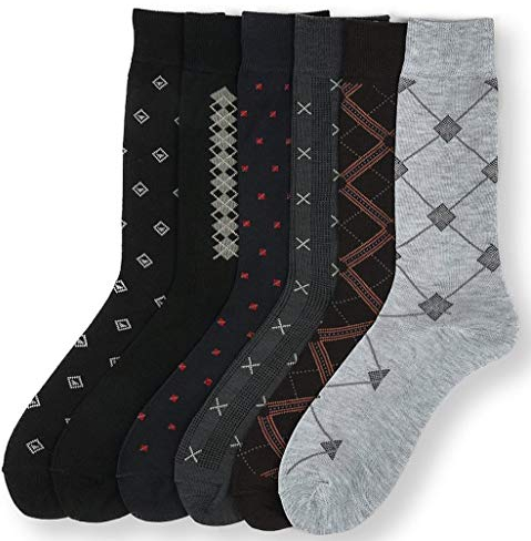 Knocker Herren-Sortierte 6er Pack Designed Kleid-Socken 43751 Sortiment 1
