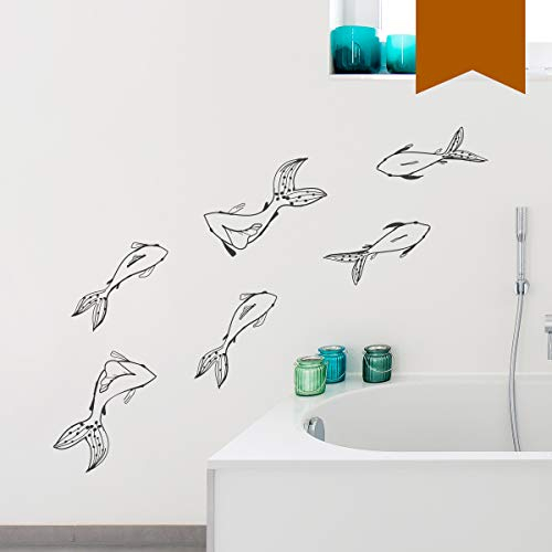 WANDKINGS Wandtattoo Koi Karpfen im Set, 6 Stück Größe Large in haselnussbraun - erhältlich in 33 Farben