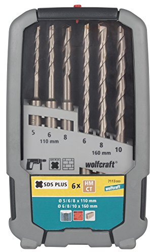 wolfcraft 7113000 1 coffret l-6 forets 5-10mm béton ct sds-plus, Argent
