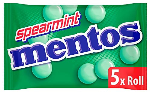 MENTOS - Soft Mints - Crisp Outer Shell and Soft Centre - Spearmint Flavour x 5 Rolls