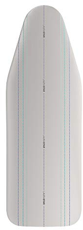Laurastar Housse Universalcover Gris Clair, Housse Universelle pour Table à Repasser, 131cm x 55cm, 100% Coton, Lignes Graphiques, Repère de Pliage, Clip de Serrage, Montage Rapide, Lavable en Machine