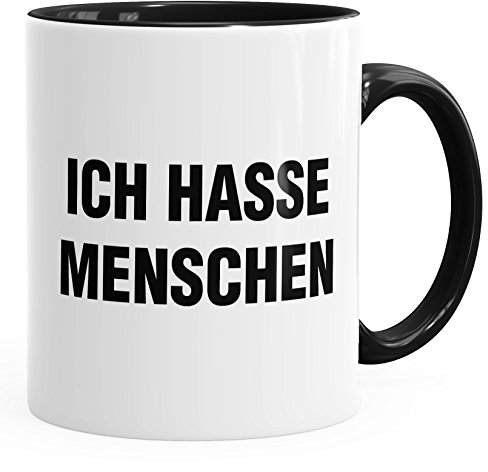 MoonWorks Kaffee-Tasse Ich Hasse Menschen Kaffeetasse Teetasse Keramiktasse schwarz Unisize