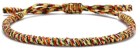 LUCKY BUDDHIST - Tibetisches Glücksarmband + Buddhistisches Geschenk! Für Männer, Frauen, Teen. Geflochtene Freundschaftsarmbänder, Handgefertigt. Einstellbares Armband für das Handgelenk -Multi Gold