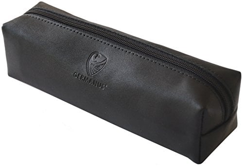 GERMANUS Federmäppchen Schlamper, Leder - Made in EU (Schwarz)