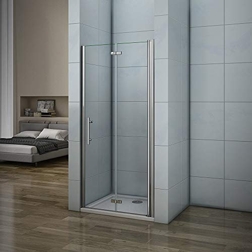 Aica Porte de Douche Pivotante 110x185cm Verre Anticalcaire Installation en Niche
