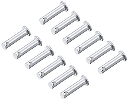 sourcing map 12 Stück Einloch Flachkopf Gabelkopf Gabelbolzen,aus Verzinkung Massiver Stahl, 5mm X 20mm