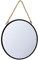 Miroir mural, rond, diamètre : 41 cm, avec corde de suspension, en métal, noir et marron, miroir d'entrée, de coiffure