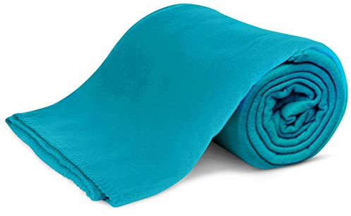 KiGATEX Polar-Fleecedecke – 130 x 160 cm – Oeko-TEX Standard 100 Zertifiziert – Kuschelige Fleece-Decke für innen & außen – Pflegeleicht als Sofa-, Sommer-, Hunde- oder Tagesdecke – Türkis