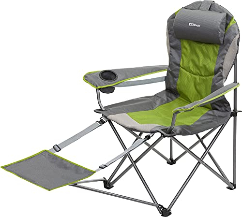 Berger Faltsessel Tripoli | Campingstuhl faltbar mit Abnehmbarer Beinauflage & Kopfpolster | Gartenstuhl klappbar mit Lendenstütze | Bequemer Camping Stuhl Klappstuhl, belastbar bis 150 kg
