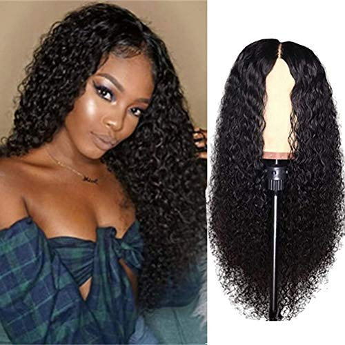Kangmeile Lockige Perücke Frauen - Brasilianische Lange Gewellte Remy Haar - Lange Lockige Afro-Perücke mit Langem Verschluss - 150% Virgin Haar - Natürlicher Haaransatz
