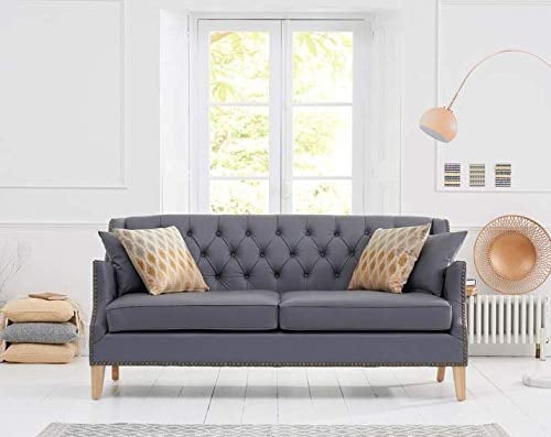 JVmoebel Couch Graue Chesterfield Büro Sofa Emfpangs Couchen Leder Textil Neu