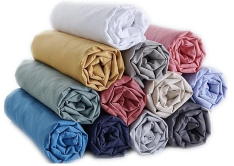 Lot de Draps Housse 140x190cm Polycoton 57 Fils Bonnet 20-25 cm Antis Plis -Repassage Facile Couleur aléatoire, Quantité au Choix (6)