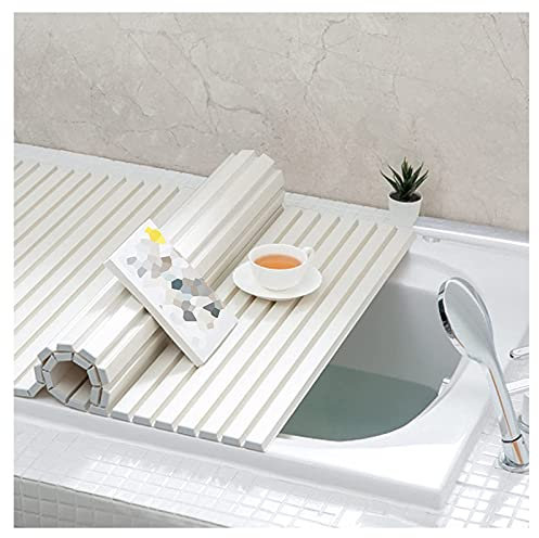 Faltende Badewannenabdeckung, Badewannenfach, Shutter Baddeckel, Anti-Staub-Falten-Staubbrett Badewanne Isolierabdeckung, Bathtub Cover, Badewannen Abdeckung 8 Größen (Farbe: Weiß) (Size:75x120cm)
