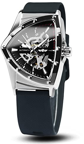Caluxe Men's Military Skeleton Automatic Mechanical Wrist Watch for Men Triangle Wristwatch