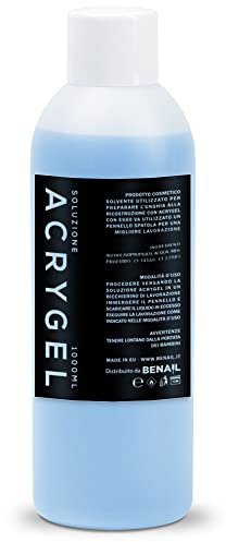 Soluzione Acrygel Gel Unghie Ricostruzione Professionale, Primer Unghie Gel, Base e Top Coat Lucido senza dispersione per Smalto Semipermanente, Gel Unghie, Acrygel 1000 mL.