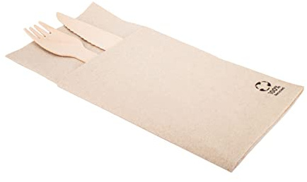 wisefood Papier Servietten, rechteckig natur braun 50 Stück Besteckservietten 20x10cm 2-lagig 1/8 Faltung), für Partys, Geburtstag, hochwertige recycelbare und biologisch abbaubare Tischservietten