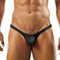 Faringoto Nahtloser fester Tanga für Herren, T-Rücken, dünne Unterhose mit niedriger Taille, Schwarz , L