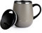 GRANDTIES Insulated Coffee Mug with Handle- Sliding Lid for Splash-Proof 16 oz Wine-Glass Shape Thermal Tumbler with Double Walled Vacuum Stainless Steel to Keeps Beverages Hot or Cold-Caffe Latte