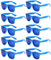 FSMILING Lot De Lunettes De Soleil Couleur Pour Femmes Hommes Lunettes De Soleil Miroir Lunettes Fluo Fantaisie Pack De Fete(10 pack bleu)