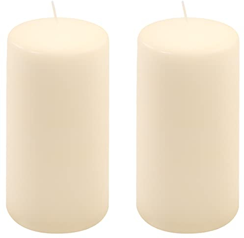 Stumpenkerze creme Höhe 15 cm Ø 7,5 cm lange Brenndauer Rund-Kerze Säulenkerzen Kerzen-Deko Tafelkerzen Weihnachts-Kerzen Hochzeit (2)