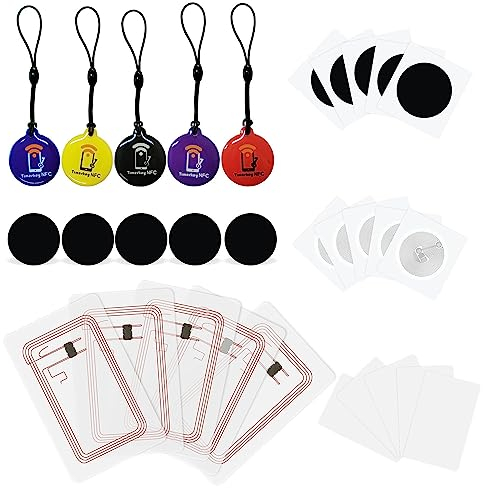 Timeskey NFC 30PCS NTAG 215 NFC Sticker & Karten Set NTAG215 NFC Tags NFC Karten Kompatibel mit TagMo, Amiibo, 504 Bytes Memory