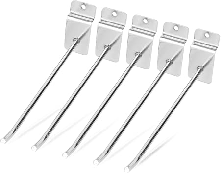 Agatige Display Haken Lamellenwand, Slatwall Hake, 25 Stück Pegboard Slatwall-Haken, lochwand drehbare lamellen, 15cm 6 Zoll Wand verkleidung Haken Pegboard Display Haken für Garage Retail Store