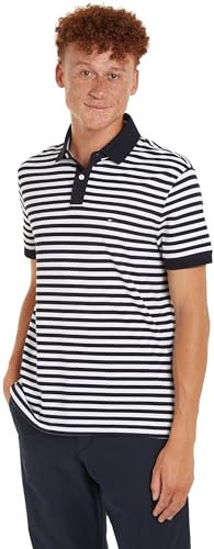 Tommy Hilfiger Men’s Short Sleeve 1985 Regular Fit Polo Shirt, Blue (Desert Sky/White), XXL