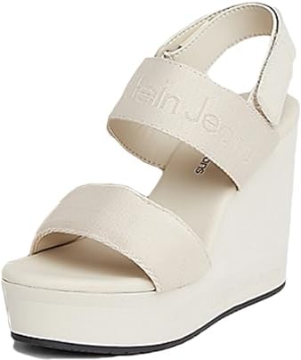 Calvin Klein Jeans Damen Plateau-Sandalen Wedge Sandal Keilabsatz, Beige (Eggshell), 36