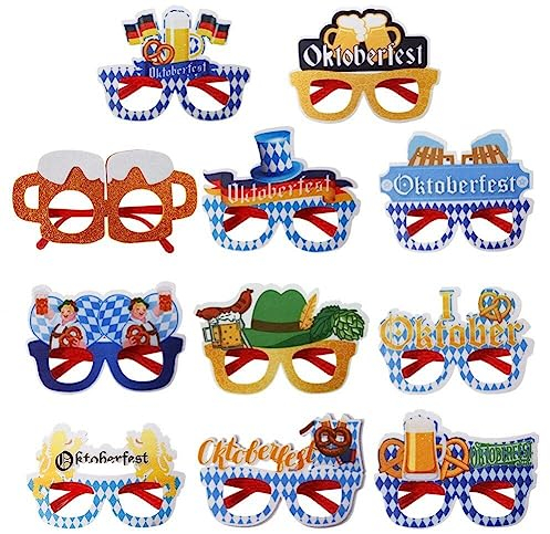 Wudaizhi 11pcs Oktober Festival Party Dekorationen Bayerische Bierfestival Papier Brille Lustige Requisiten Brille Für Deutsches Thema Oktober Festival Party Gefälligkeiten Vorräte Vorräte