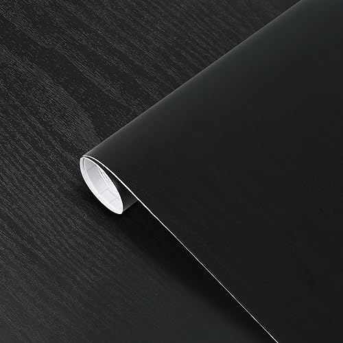 Klebefolie, Holzoptik Möbelfolie, Holz Selbstklebend Folie, Tapeten Küchenfolie, Klebefolie Möbelfolie Dekofolie, Möbel-Folie für Möbel Küche Arbeitsplatte Küchenschrank, 40X500cm (5M# Schwarz)