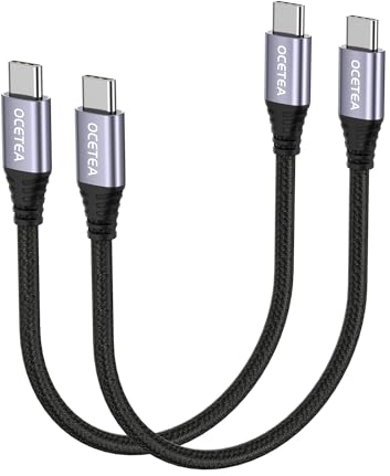 Ocetea USB C to USB C Cable Short, [2Pack 30CM] 60W 20V/3A PD Fast Charging Data Cable Lead Compatible with iPhone 16 15, MacBook Pro, iPad Pro, Galaxy S24 S23 Ultra, Pixel