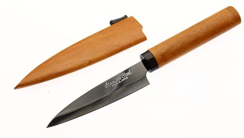 COCKTAIL7 Cuchillo Japonés Hoja 9 cm Vaina de Madera Especial Camping Picnic Cuchillo de Mesa Cuchillos Hecho en Japón