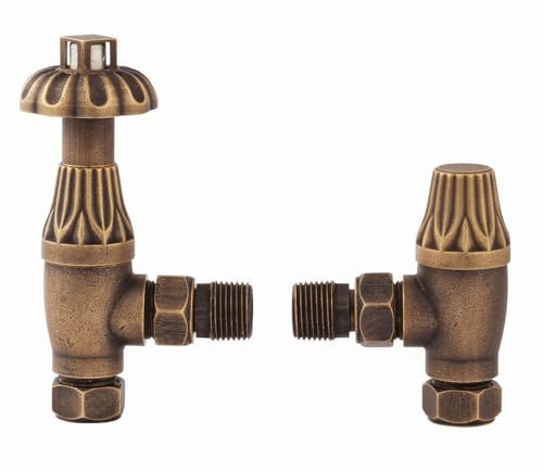 EcoSpa Westminster Thermostatic Valve - Angled - Antique Brass (Pair)