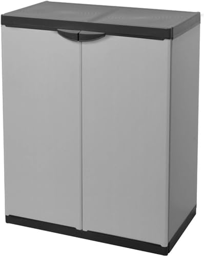 Avilia Modularer Kleiderschrank mit 2 Türen, für Innenräume, niedriger Schrank, Werkzeugschrank, Außenschrank, PVC-Kleiderschrank, 68 x 39,5 x 85 cm, Grau