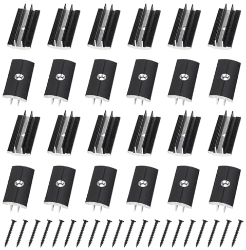 SUPAWAY 100 Pcs Clips Noir pour Planchers en Bois en Plastique T-Clips pour Planches de Terrasse 6 mm Espacement Entretoises Cachées avec 100 Vis pour Planches WPC/BPC Planches Composites