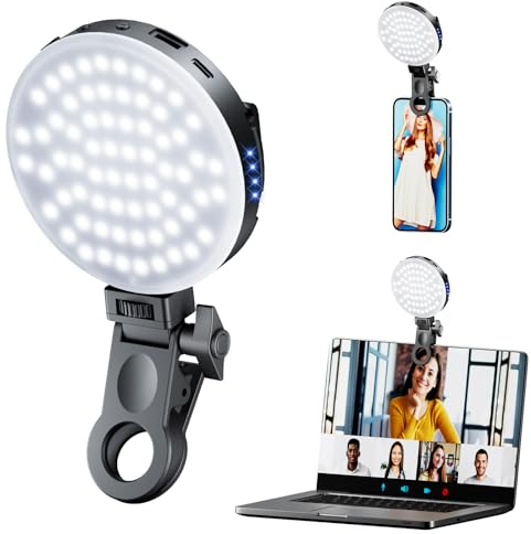 68 LED Phone Light, YOTOCversion 3 IN 1 Rechargeable Selfie Light With Wireless Charging Function, With Front & Back Phone Light Clip and Power Bank For iPhone 15/15 Pro/14/13/12/12,Android Phones