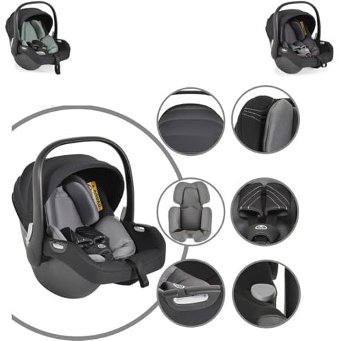 Cangaroo Babyschale i-Size (40-83cm) Gruppe 0+ Gurt, verstellbare Kopfstütze grau