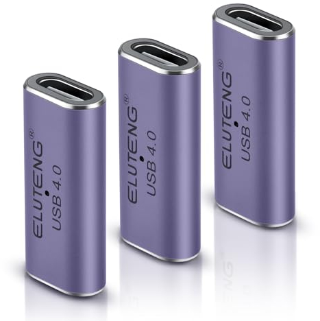 ELUTENG Giunto USB C 3 Pezzi 40 Gbps, connettore Adattatore USB C Femmina-Femmina, Supporta Ricarica Rapida K@60HZ e 240 W, Switch, MacBook, Laptop e Altri dispositivi USB C di Tipo