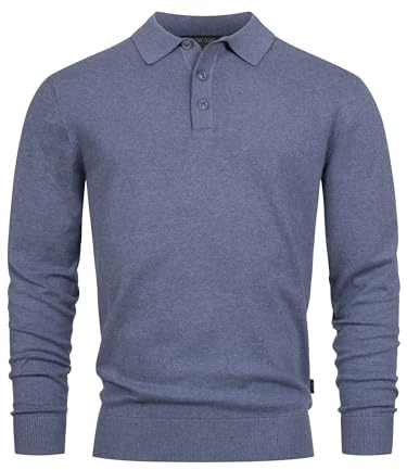 Indicode Herren INChips Herrenpullover aus 80% Baumwolle mit Polokragen | Klassischer Strickpullover für Büro und Alltag mit Kragen, Herrenpullover, Freizeitpullover, Cardigan, Pullover für Männer