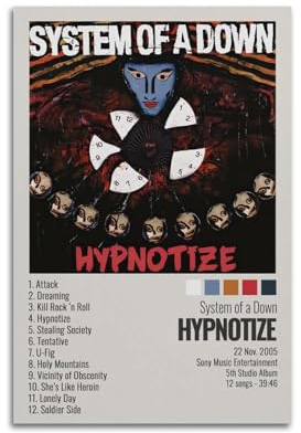 szzmyo Poster System of A Down, Hypnotisierungs-Album-Poster, dekoratives Gemälde, moderne ästhetische Leinwand-Poster, Schlafzimmer-Kunst, Wohnzimmer, Dekoration, Poster, 30 x 45 cm, ungerahmter