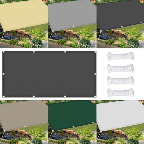 Sun Shade Sail 2.5 x 6 m(8.2 x 19.7ft) Rectangle Pergola Awnings Garden Shelter 98% UV Block with Free Rope for Garden Outdoor Patio Party Pergola Balcony, Dark Grey